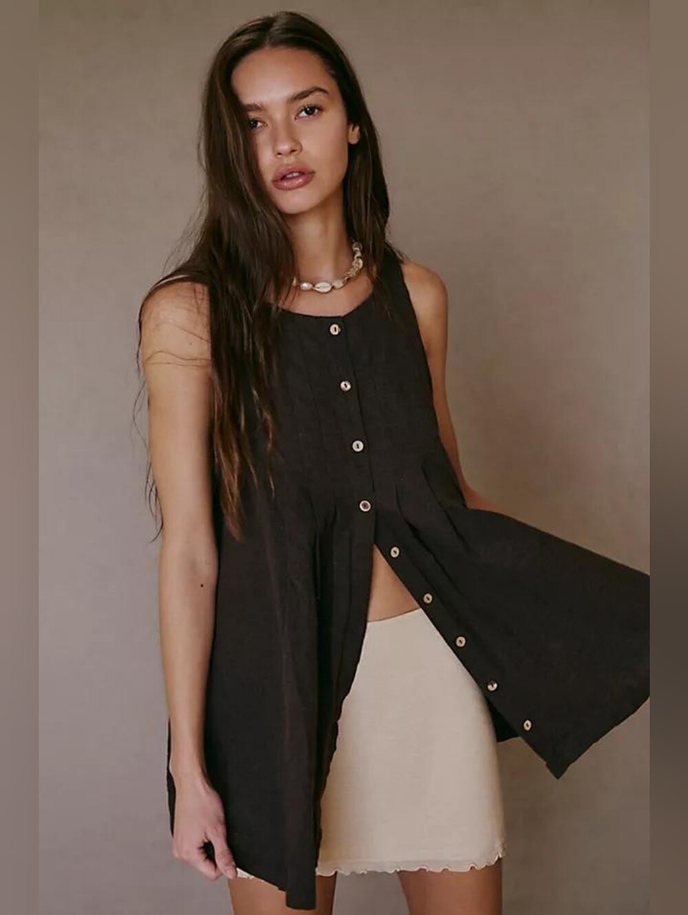 Free People free-est Small* Cielo Cotton-Linen Tunic Dress Blue - Picture 10 of 11